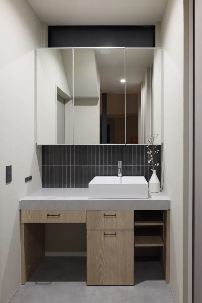 的形の家 洗面台